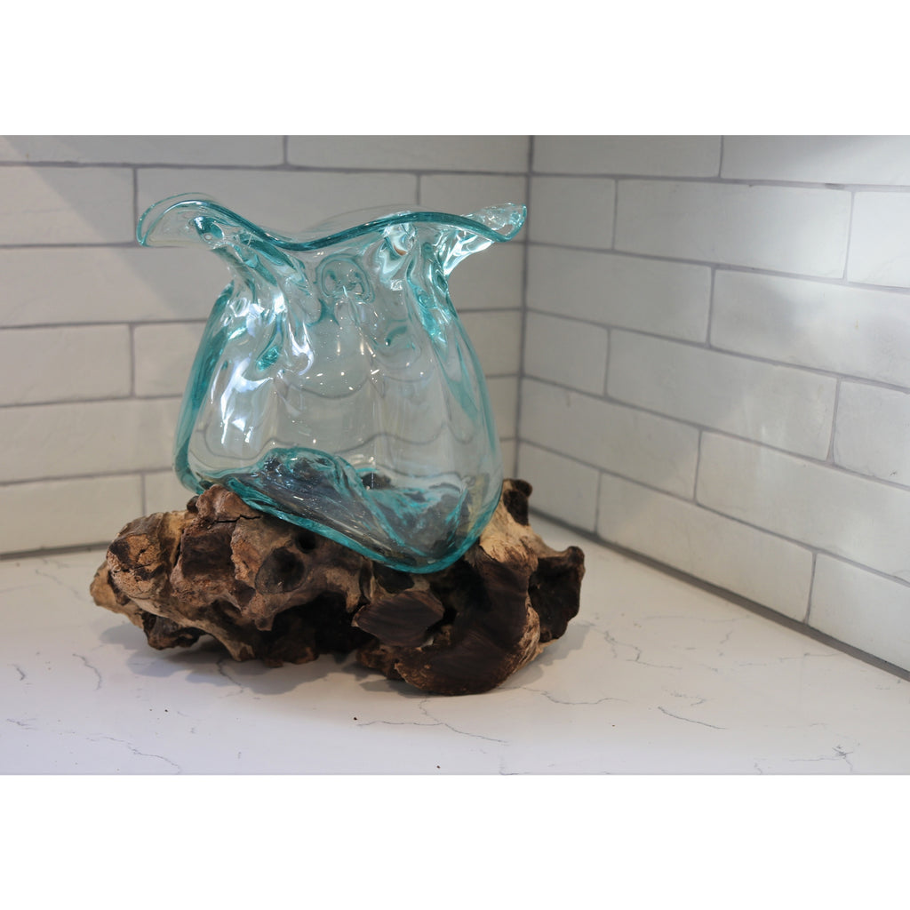 20cm Lotus Vessel on Gamal Wood Base