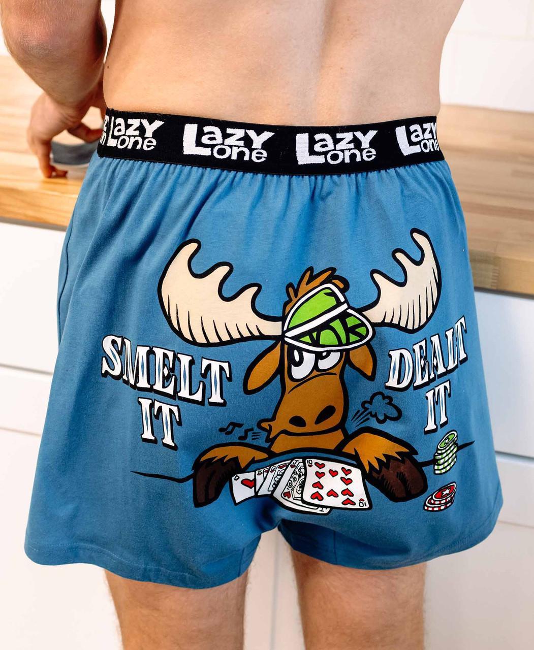 Smelt It Dealt It Men's Funny Moose Boxer by LazyOne