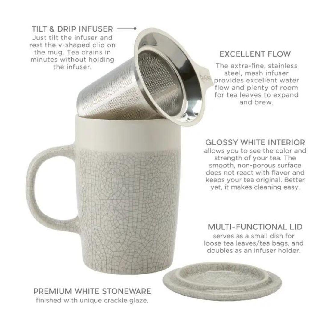 Tea Infuser Mug Shell 18oz - Stone Gray