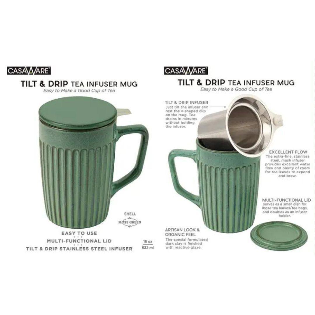 Tea Infuser Mug Shell 18 oz. - Moss Green