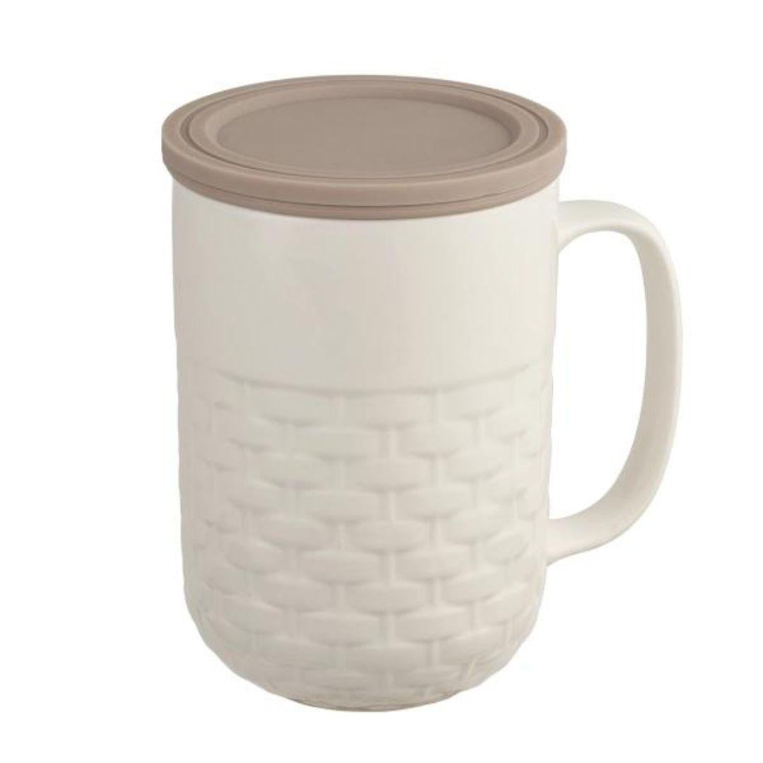Weave 15oz Tea Infuser Mug White - Gray Lid