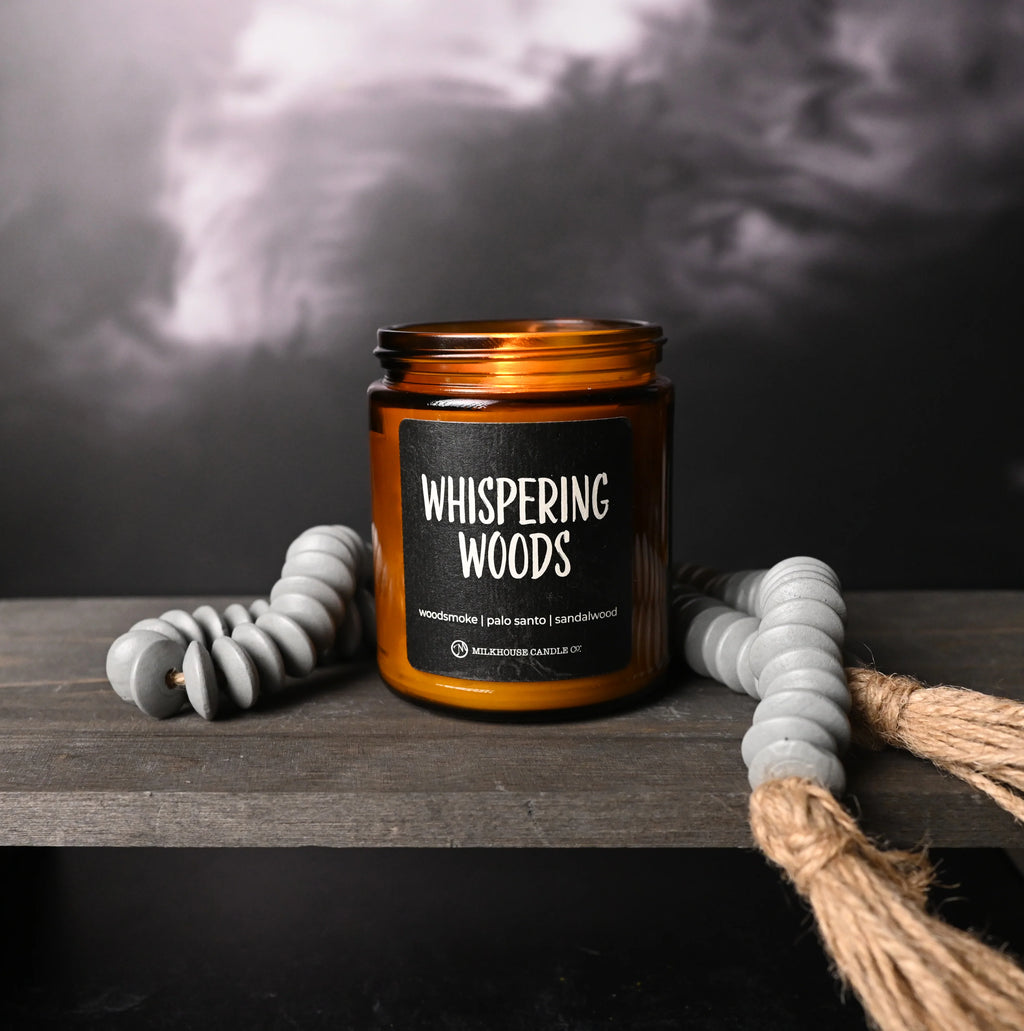 Whispering Woods Amber Jar Candle (7 oz) by Milkhouse Candle Co.