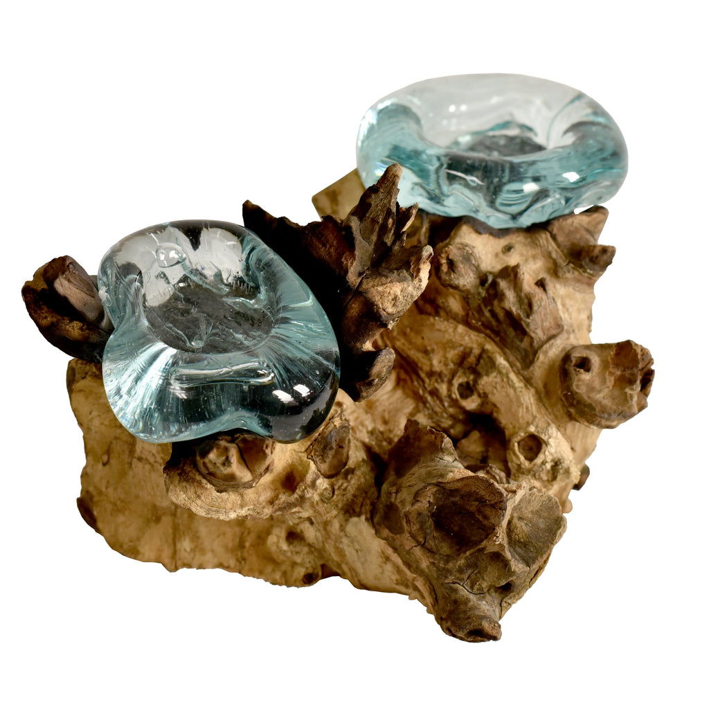 Double Cohasset Molten Glass Candle Holder