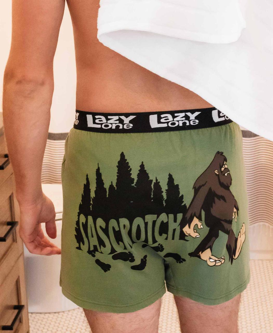Sascrotch Men's Funny Bigfoot Boxer by LazyOne